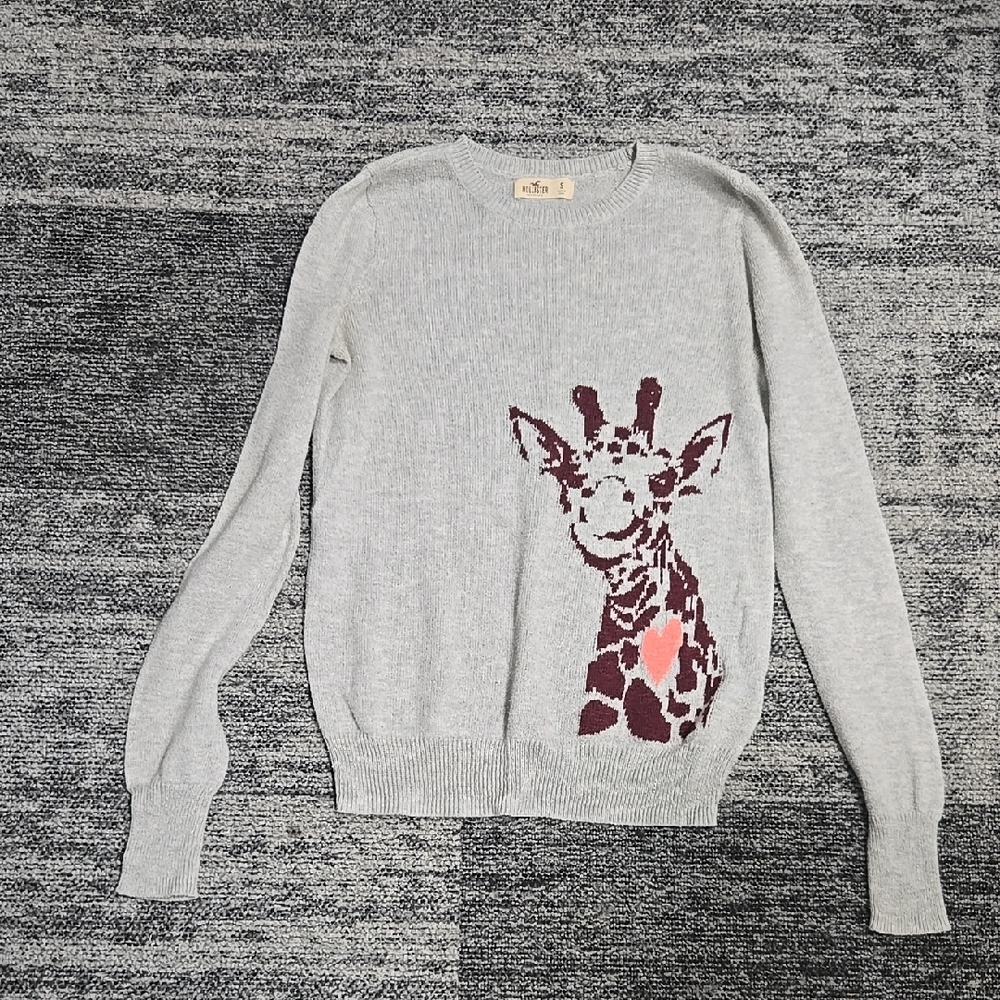 Gray Sweater with Giraffe Design